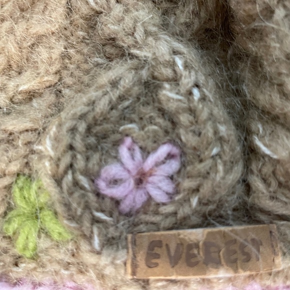 Excellent Condition Wool Beanie Hat with Flowers - Picture 4 of 7